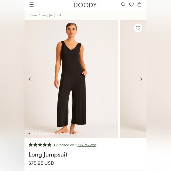 BOODY Black Wide Leg Jumpsuit Sleeveless V-Neck - Picture 1 of 4